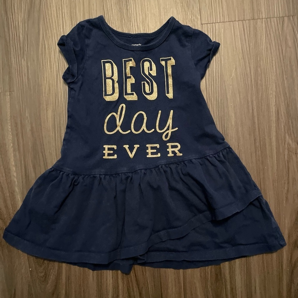 Carter's Blue and Gold “Best Day Ever “ Flutter Sleeve Sundress size 2T